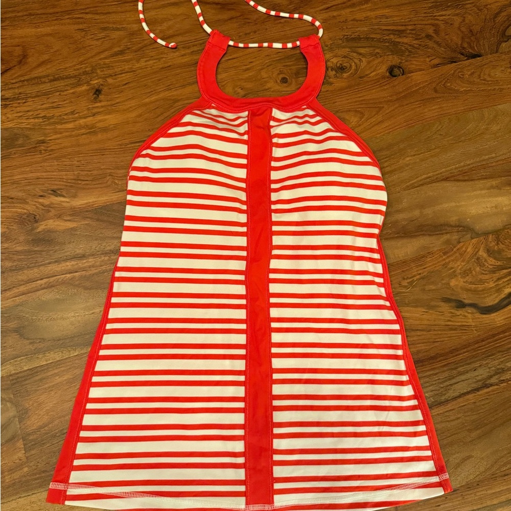LuluLemon Red and White Striped Halter Top